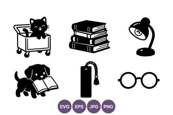 Cat Cart Dog Book Stack Vector