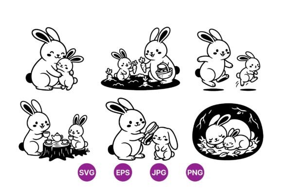 Cute Bunny Family SVG Clipart Review