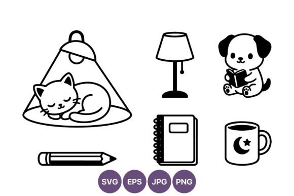 Cute Cat Sleeping Dog Reading Black