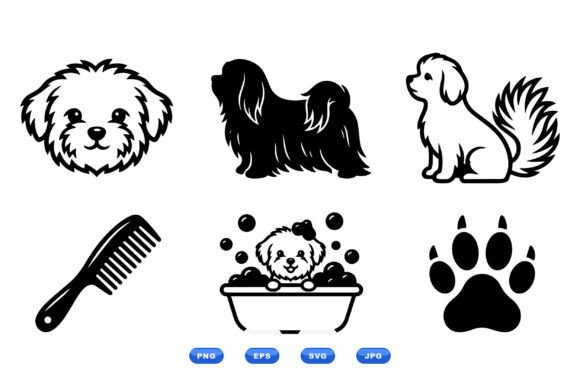 Cute Dog Grooming Clipart Review for Embroidery