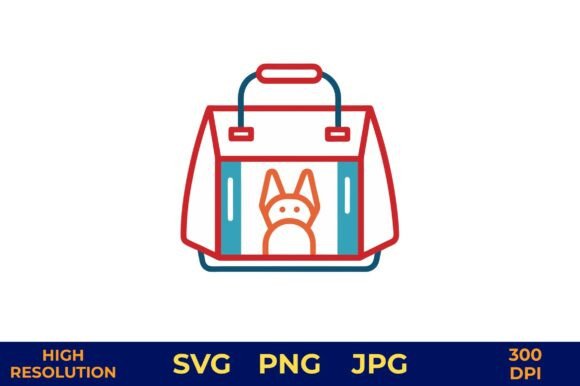 Cute Dog in Clear Pet Carrier Vector
