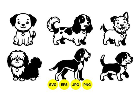 Cute Dog Silhouettes Clipart Review