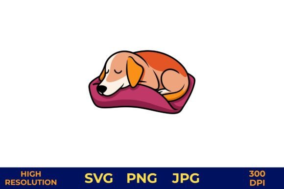 Cute Dog Sleeping on Cozy Pink Bed