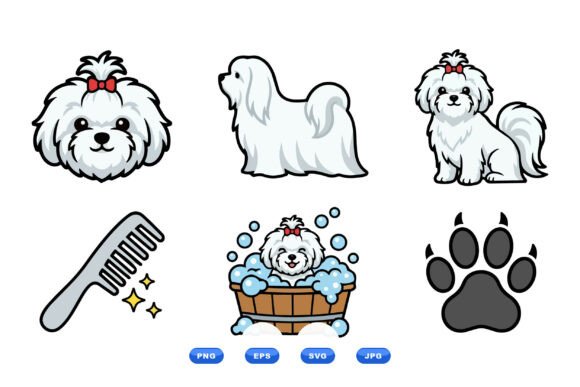 Cute Maltese Dog Clipart Set Review