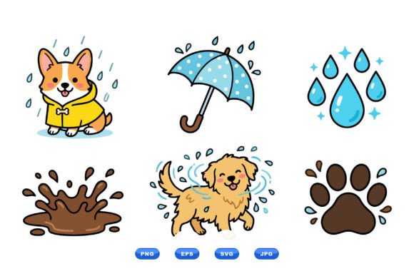Cute Rainy Dog Clipart Pack Review