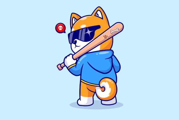 Cute Shiba Inu Dog Holding Baseball Bat Embroidery Design Review