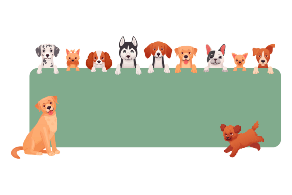 Dog Banner Empty Template. Cute Puppy Pe