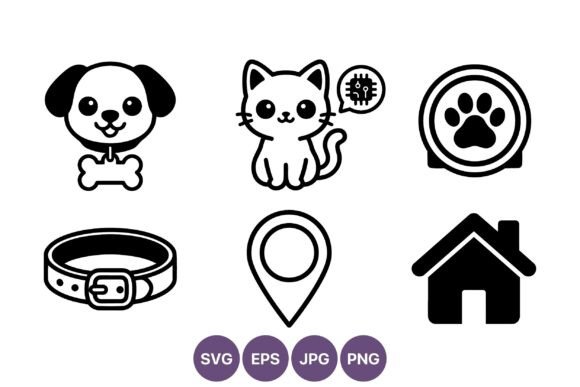 Dog Cat Collar Location House Icons