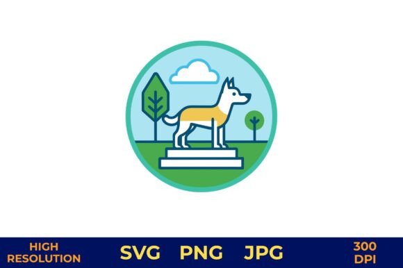 Dog in Park Vector Illustration Review