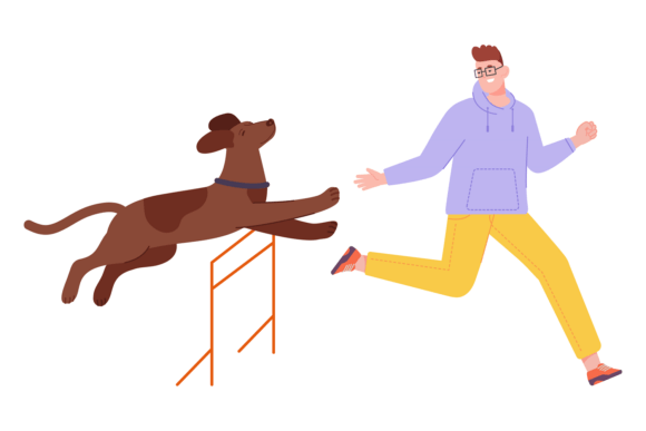 Dog Jumping Barriers Training Embroidery Design