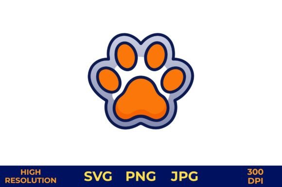 Dog Paw Vector Clipart with Thick Review