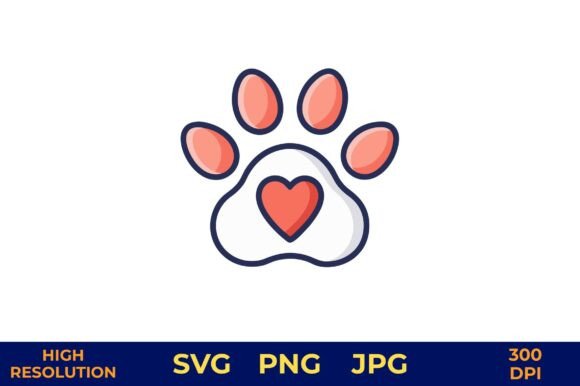 Dog Paw with Heart Vector Illustration Review