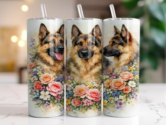 Elegant Shepherd Dog Flower Tumbler Wrap Review