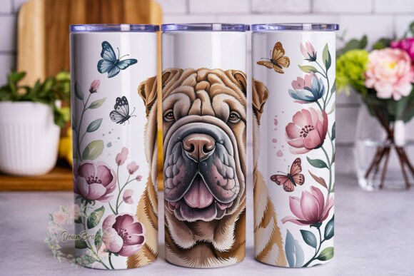 Shar Pei Dog Watercolor Floral Tumbler Review