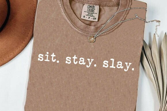 Sit Stay Slay Shirt Funny Dog Lover PNG