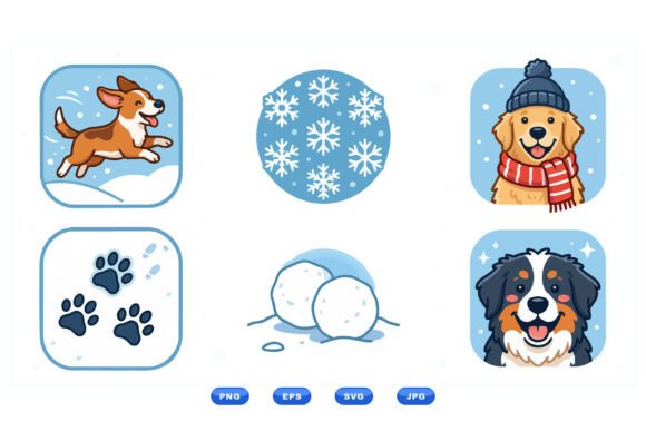 Winter Dog Icon Clipart Pack Review